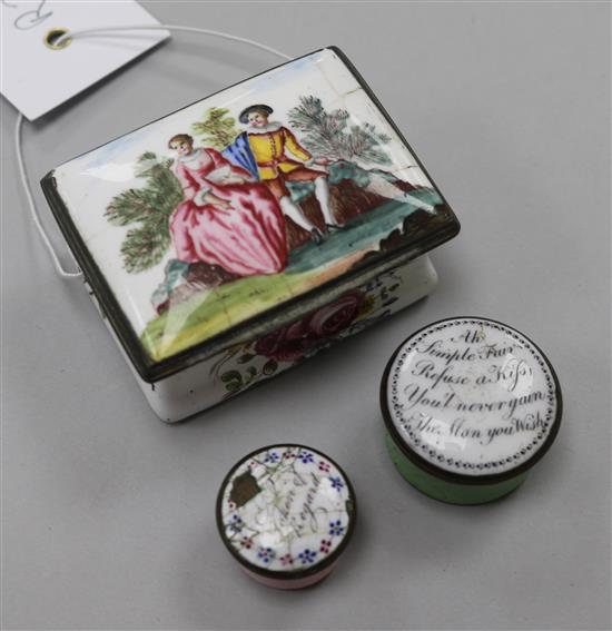 Three South Staffordshire enamel boxes